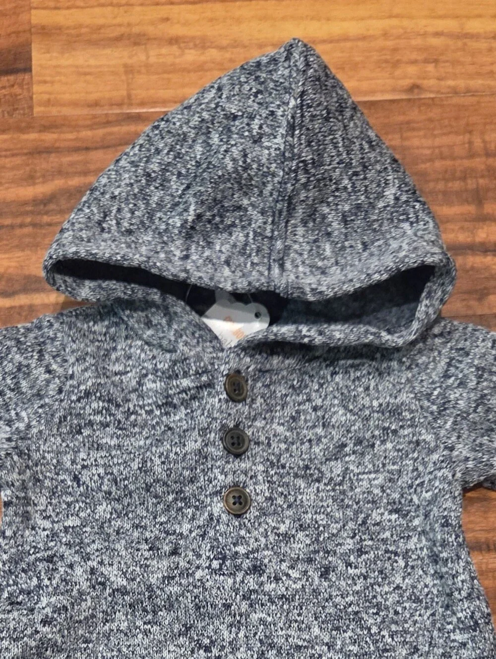 Gymboree NWT 0-3 Months Heathered Navy Hooded One-Piece Romper